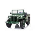 Elektrické autíčko - Retro vojenské vozidlo 4x45W - zelené - 158cm x 80cm x 82cm
